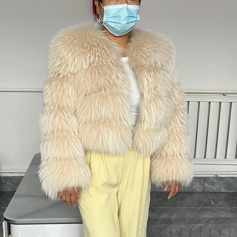 BBEIZIRU Abrigo de piel de mapache auténtica para mujer, chaqueta cálida gruesa de lujo Natural de manga larga para invierno, para clima frío a la moda 6