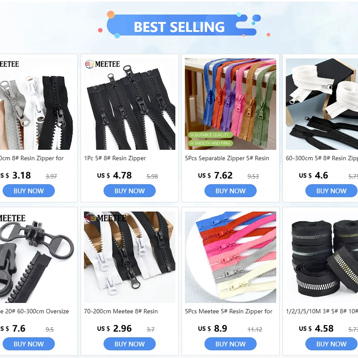 1 pieza Meetee 60-300cm 5 #   Cremalleras de resina, cremalleras de extremo abierto con doble deslizador blanco y negro para coser abrigo, tienda, cierre de cremallera, accesorios DIY 11