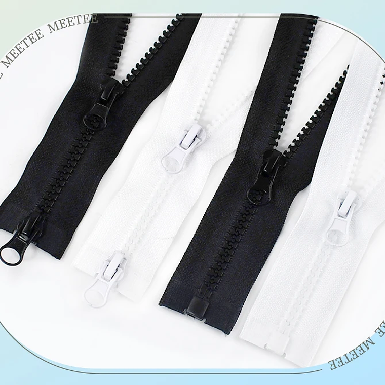 1 pieza Meetee 60-300cm 5 #   Cremalleras de resina, cremalleras de extremo abierto con doble deslizador blanco y negro para coser abrigo, tienda, cierre de cremallera, accesorios DIY 13