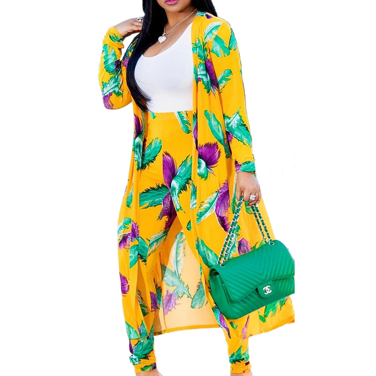 Conjunto de 2 piezas de verano para mujer, cárdigan, gabardina larga y pantalón ajustado, traje informal, trajes bohemios sexys de dos piezas 2023 8