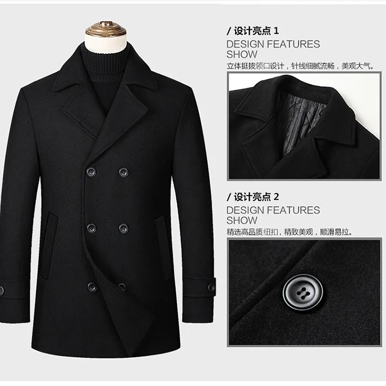 Chaqueta de negocios informal para hombre, tallas Eur, otoño e invierno, abrigo de lana 40% de lana con doble botonadura de gama alta, gabardina cálida 13