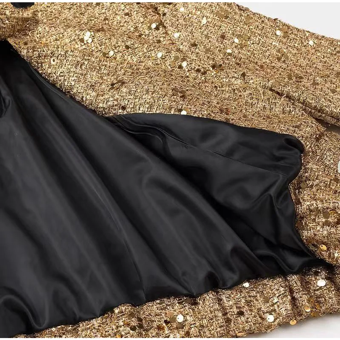 Chaqueta Bomber con lentejuelas para mujer, abrigos dorados de manga larga con cuello levantado, ropa de abrigo Vintage holgada, moda de otoño e invierno, 2023 17