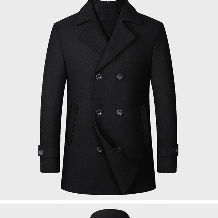 Chaqueta de negocios informal para hombre, tallas Eur, otoño e invierno, abrigo de lana 40% de lana con doble botonadura de gama alta, gabardina cálida 16