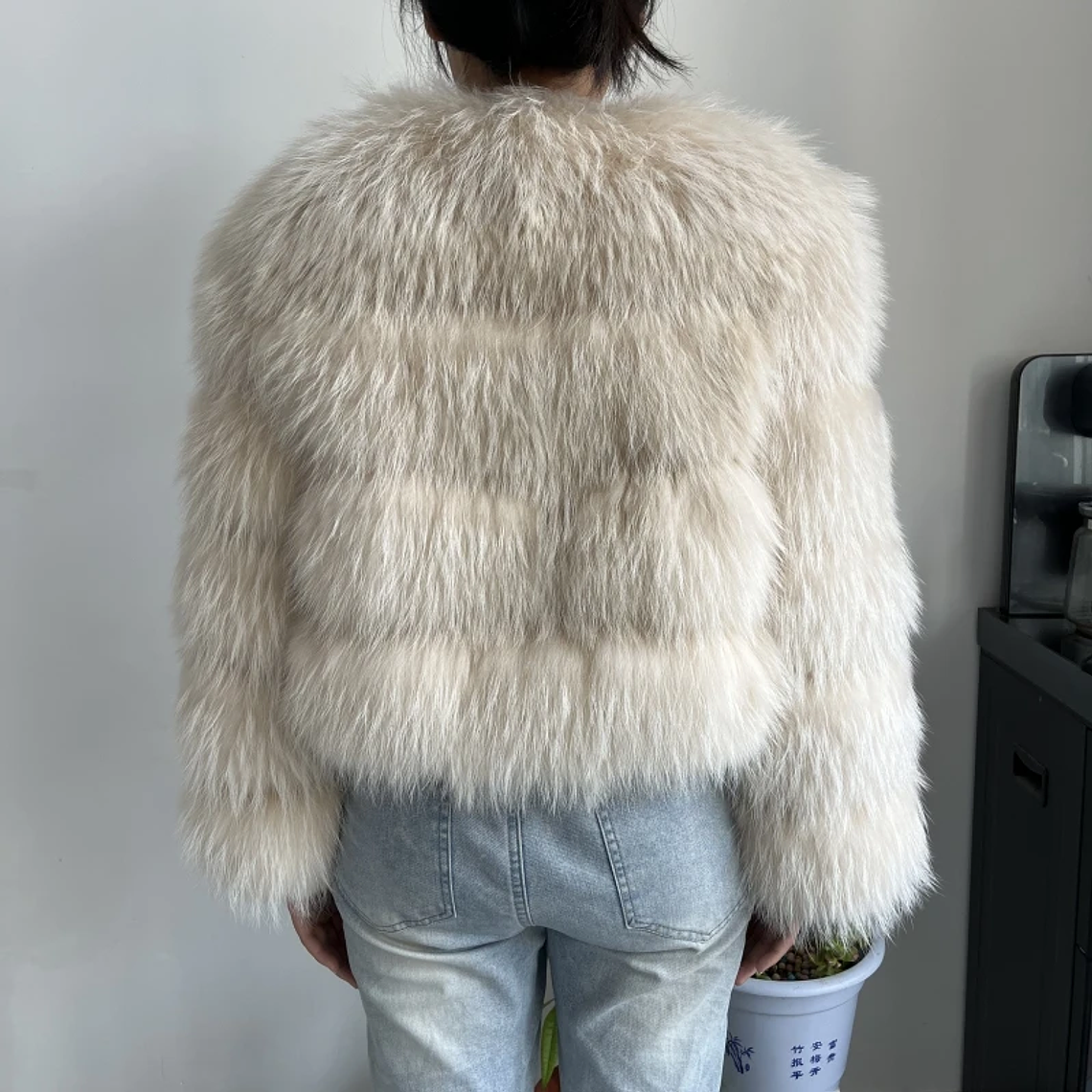 BBEIZIRU Abrigo de piel de mapache auténtica para mujer, chaqueta cálida gruesa de lujo Natural de manga larga para invierno, para clima frío a la moda 20