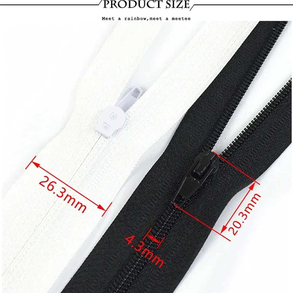 5 piezas 3 #   Cremallera de nailon de 40-300cm con bloqueo automático, extremo abierto, chaqueta, abrigo, zapatos, equipo para exteriores, sujetadores de costura, accesorios de Hardware de reparaci� 16