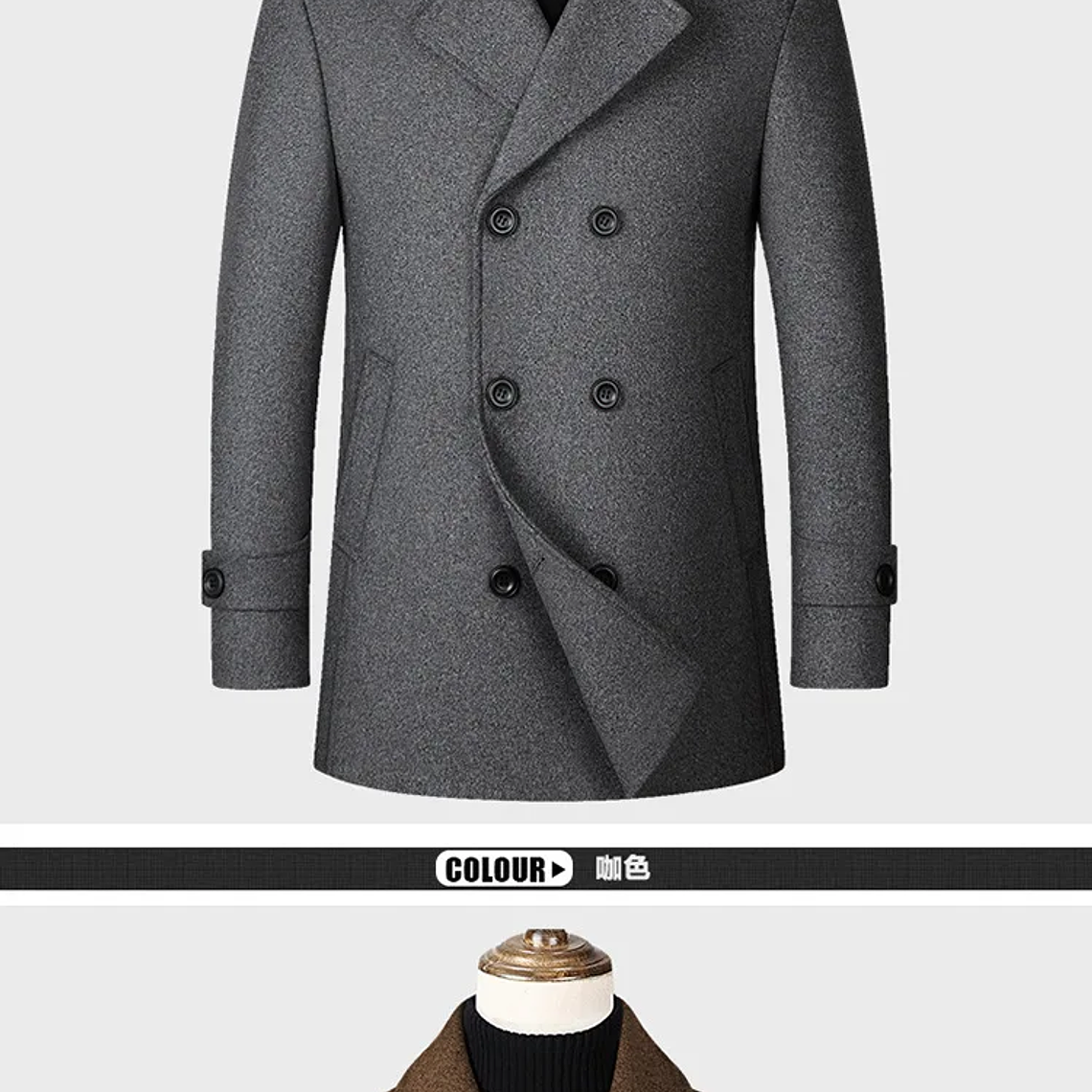 Chaqueta de negocios informal para hombre, tallas Eur, otoño e invierno, abrigo de lana 40% de lana con doble botonadura de gama alta, gabardina cálida 18