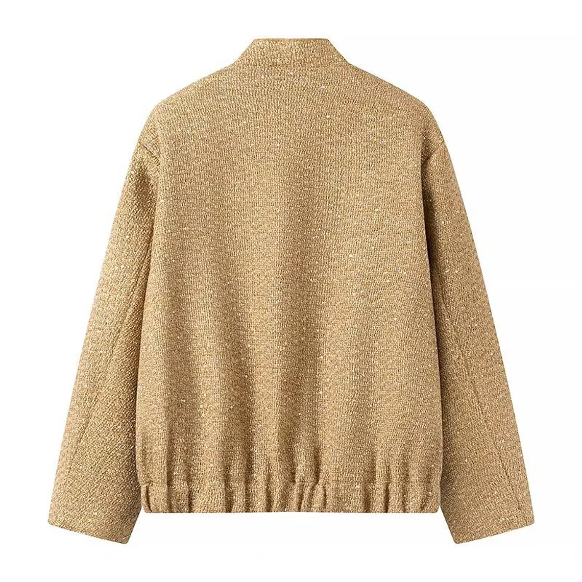 Chaqueta Bomber con lentejuelas para mujer, abrigos dorados de manga larga con cuello levantado, ropa de abrigo Vintage holgada, moda de otoño e invierno, 2023 23