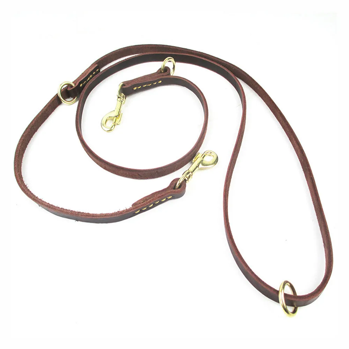 Correa de cuero Real para perro, Correa multifuncional para perro, Cable de amarre, manos libres para mascotas, caminar, correr, doble correa 18