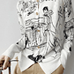 Primavera y otoño nuevo cárdigan de punto de lana mujer dibujo grafiti Jersey suelto manga larga cuello redondo suéter fino abrigo XZ TY - thumbnail 23