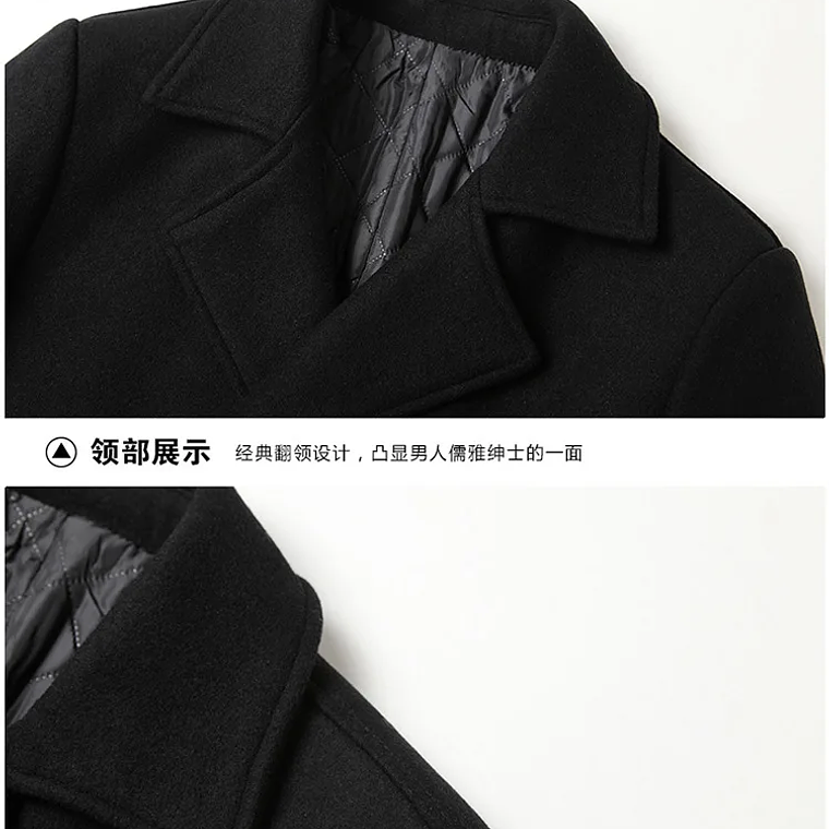 Chaqueta de negocios informal para hombre, tallas Eur, otoño e invierno, abrigo de lana 40% de lana con doble botonadura de gama alta, gabardina cálida 20