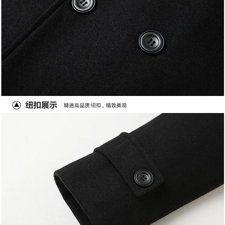 Chaqueta de negocios informal para hombre, tallas Eur, otoño e invierno, abrigo de lana 40% de lana con doble botonadura de gama alta, gabardina cálida 21