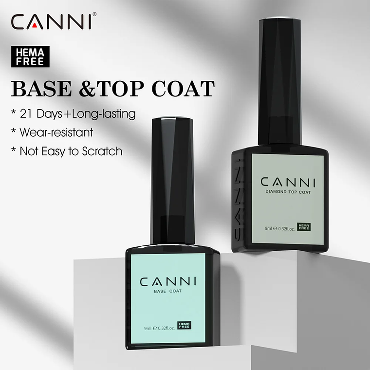 CANNI HEMA/TPO FREE 9ML capa Base de imprimación capa superior y Base de esmalte de Gel de Color remojo UV LED Gel de manicura líquido de uñas de secado rápido DIY 1