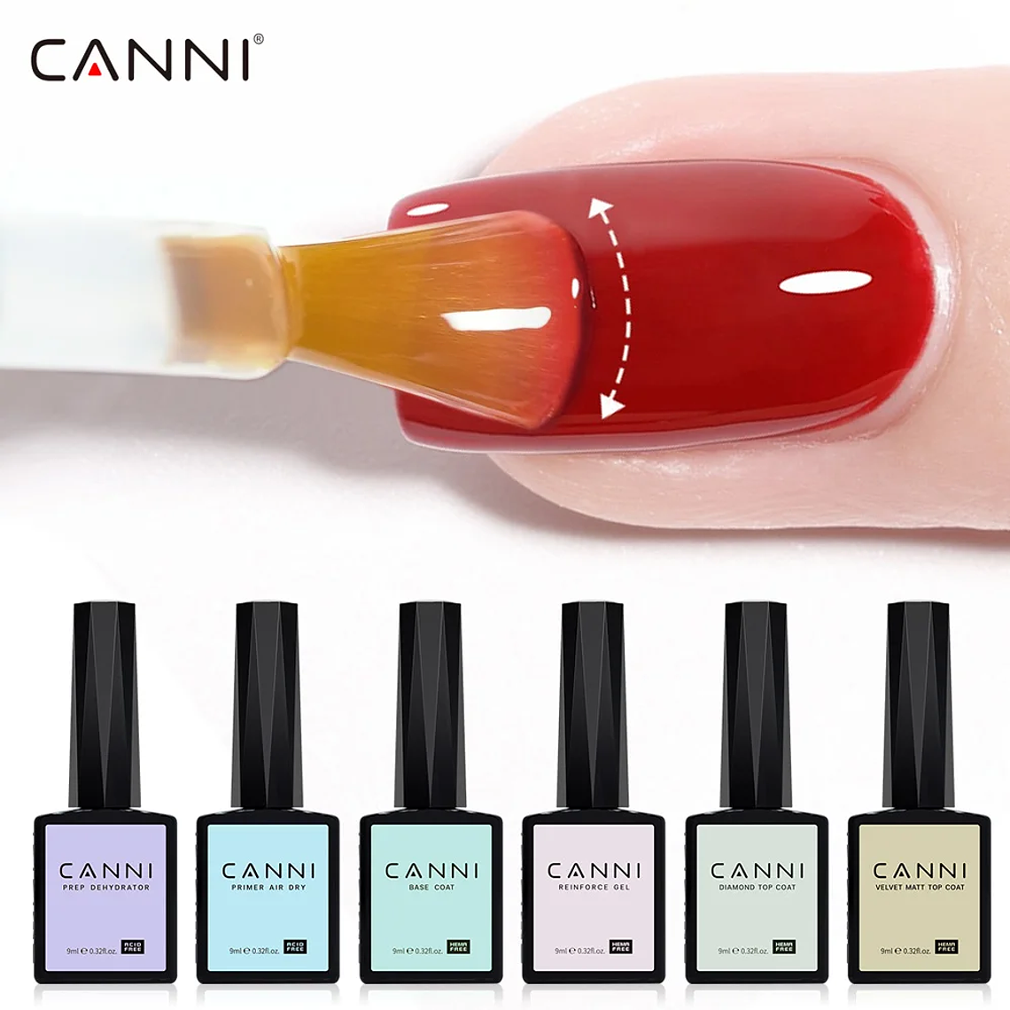 CANNI HEMA/TPO FREE 9ML capa Base de imprimación capa superior y Base de esmalte de Gel de Color remojo UV LED Gel de manicura líquido de uñas de secado rápido DIY 2