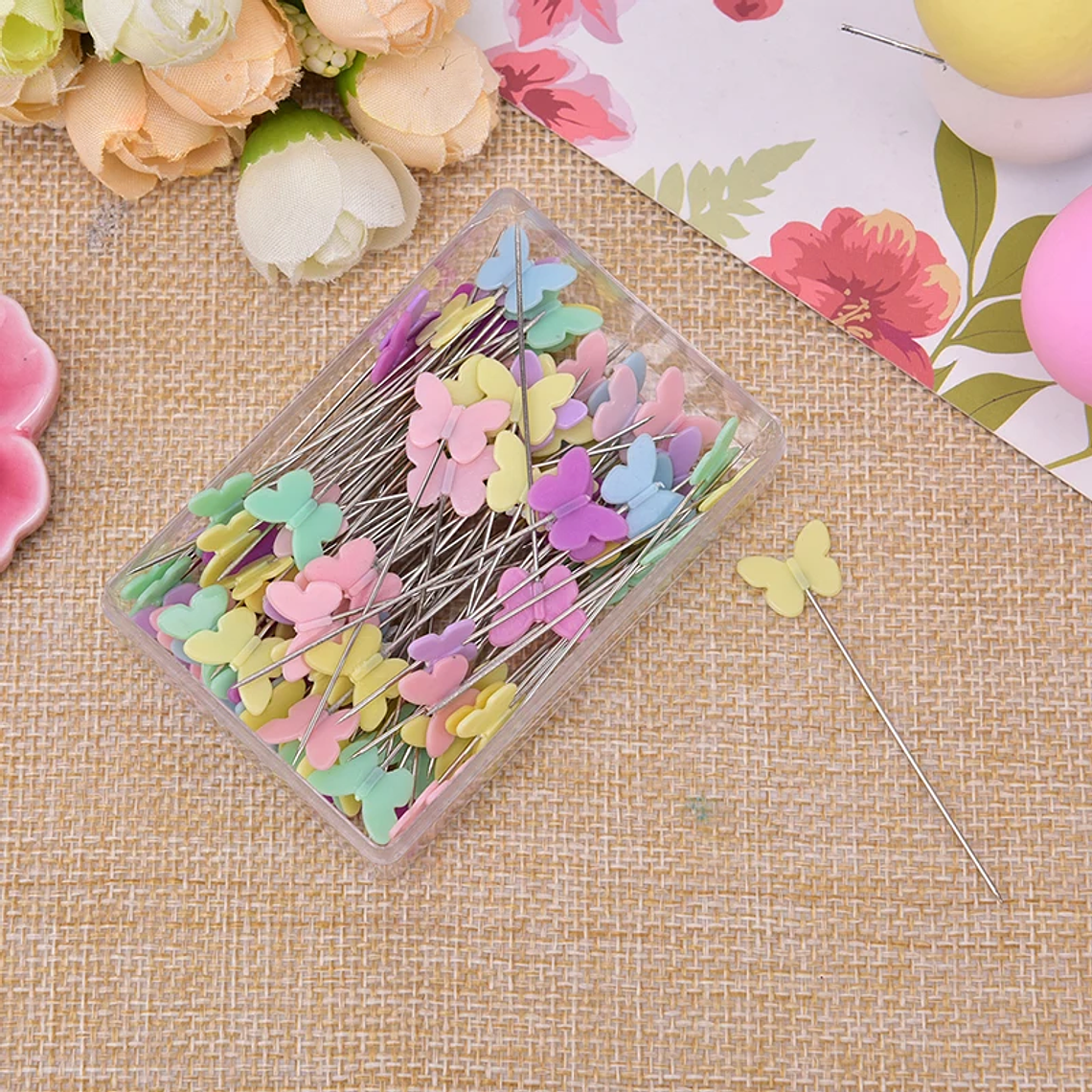 100 unids/lote accesorios de costura Pin de retales con caja DIY alfileres de cabeza de botón DIY 5