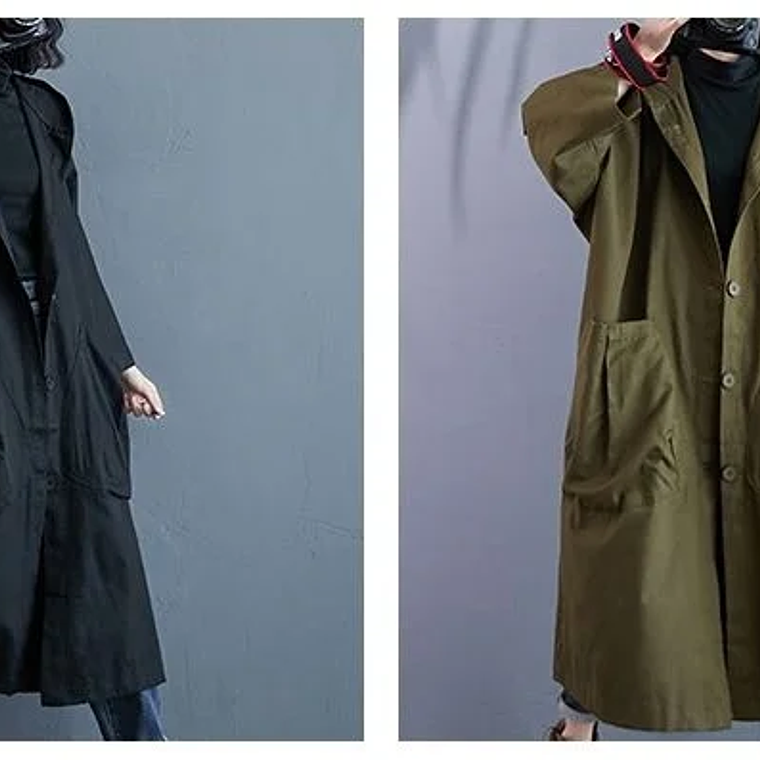 Gabardina de gran tamaño para primavera y otoño para mujer, cortavientos holgado y versátil con capucha, abrigo largo para mujer, chaqueta con bolsillo B 10