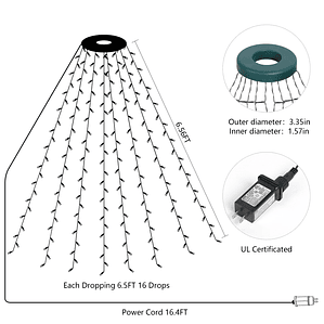 Cadena de luz de anillo de árbol de Navidad, luz decorativa cálida, 2 metros