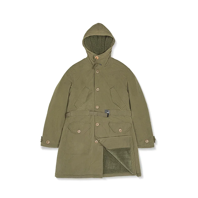 Maden Abrigo masculino pesado M47 Largo medio abrigo con capucha gruesa Puños ajustables Muchos bolsillos Abrigo acolchado con forro polar para el invierno 7