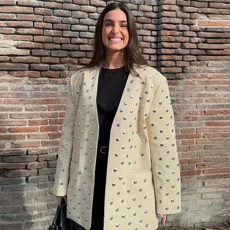 Chaqueta de ante verde y marrón con cremallera para mujer, abrigo Vintage de manga larga con cuello vuelto para ir al trabajo, prendas de vestir exteriores de calle para primavera 2025, Tops para muj 3