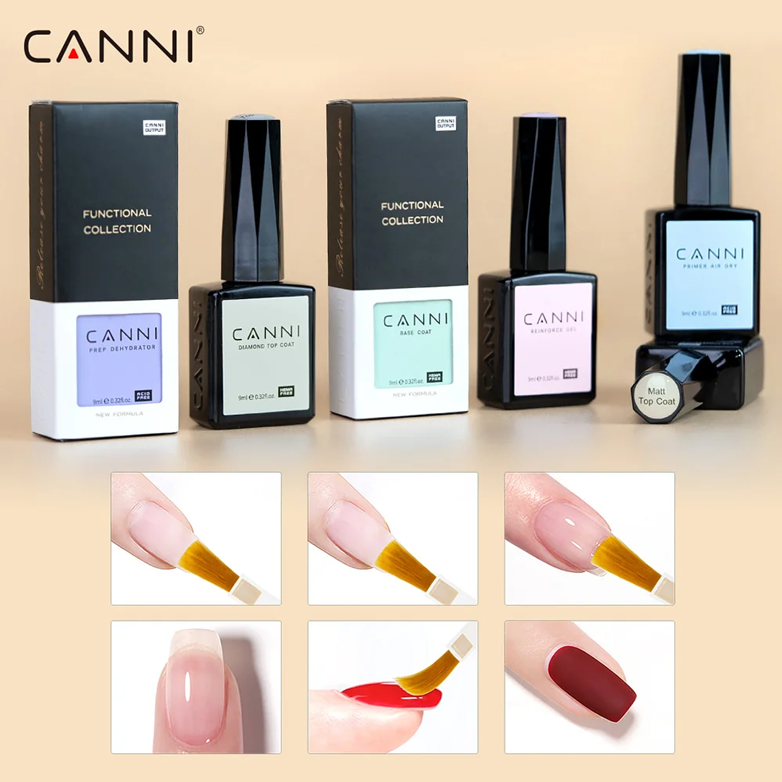 CANNI HEMA/TPO FREE 9ML capa Base de imprimación capa superior y Base de esmalte de Gel de Color remojo UV LED Gel de manicura líquido de uñas de secado rápido DIY 4