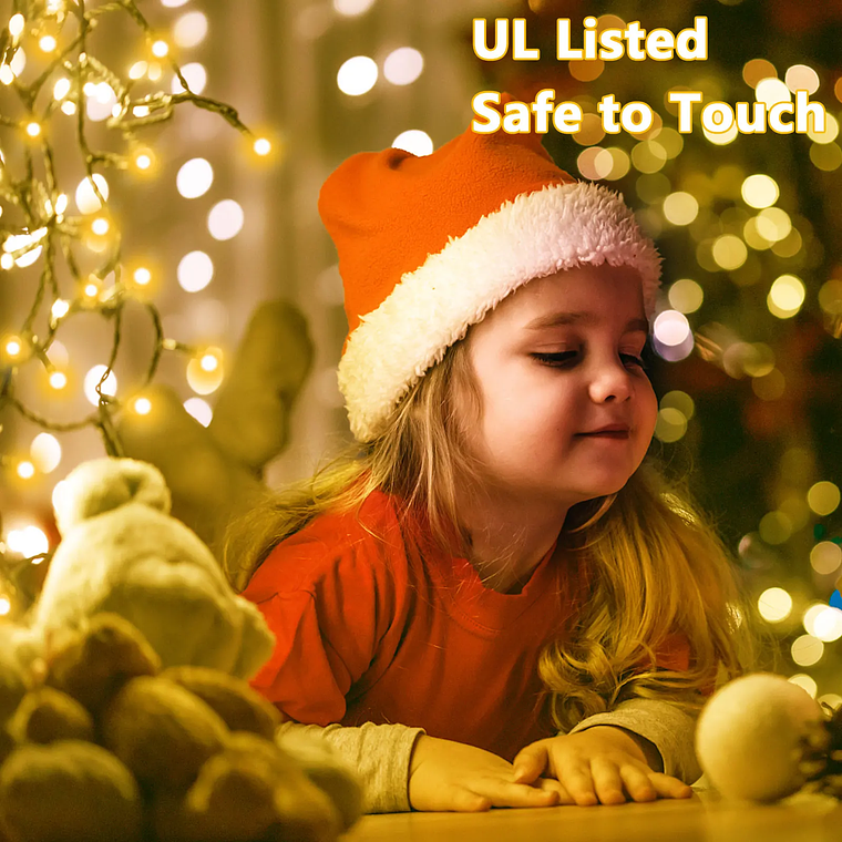 Cadena de luz de anillo de árbol de Navidad, luz decorativa cálida, 2 metros 5