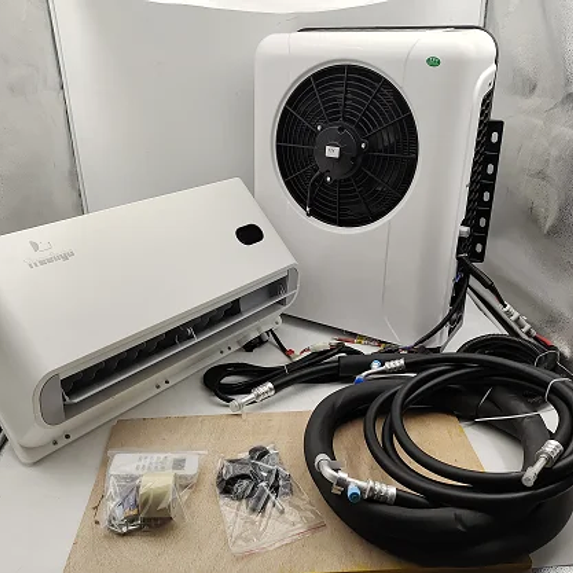 Treeligo 10500BTU aire acondicionado de refrigeración de estacionamiento eléctrico para coche 12V/24V unidad de aire acondicionado de aire dividido para camión caravana Camper Van RV 7