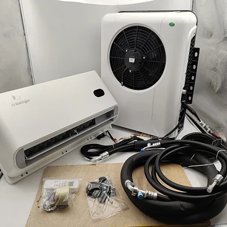Treeligo 10500BTU aire acondicionado de refrigeración de estacionamiento eléctrico para coche 12V/24V unidad de aire acondicionado de aire dividido para camión caravana Camper Van RV 7