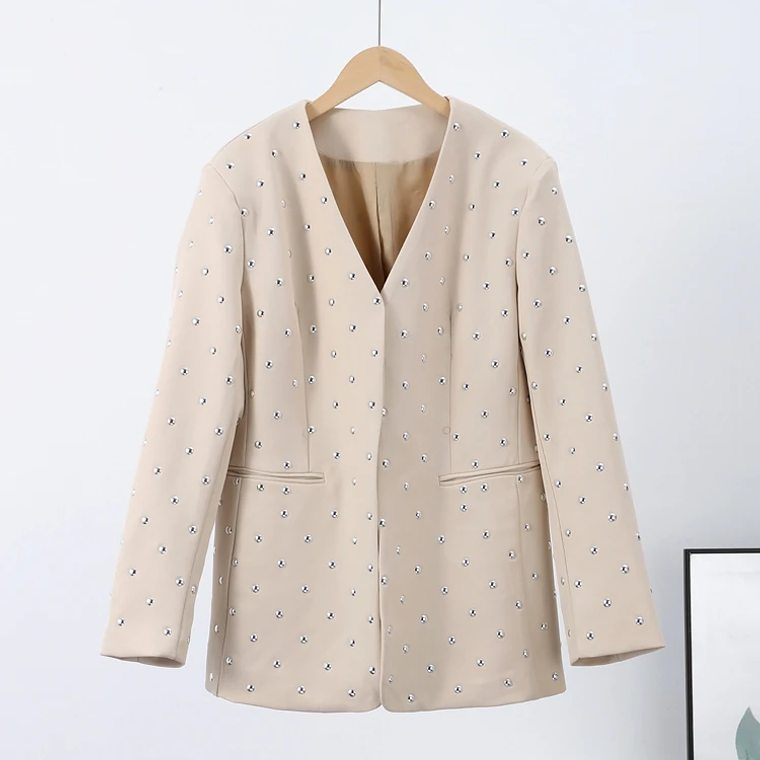 Chaqueta de ante verde y marrón con cremallera para mujer, abrigo Vintage de manga larga con cuello vuelto para ir al trabajo, prendas de vestir exteriores de calle para primavera 2025, Tops para muj 6