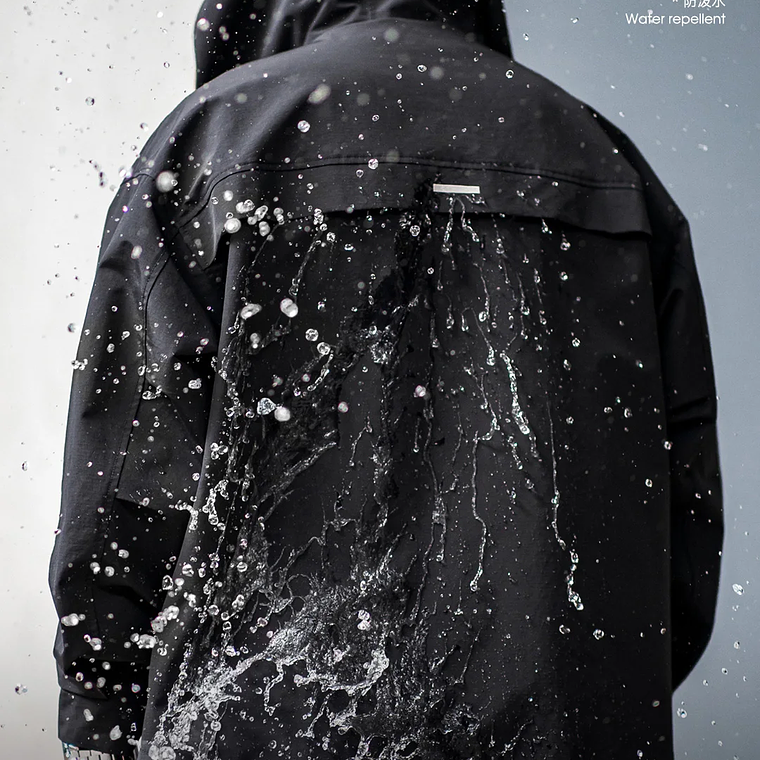 Maden Chaqueta con capucha funcional informal con múltiples bolsillos Abrigo deportivo al aire libre suelto negro para chaqueta versátil de primavera y otoño para hombres 12