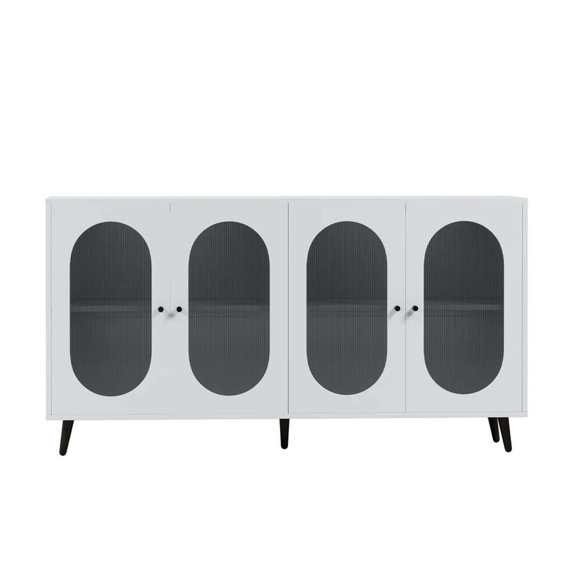 Gabinete de almacenamiento para Buffet, gabinete de almacenamiento de 60 pulgadas, 4 puertas acrílicas, gabinete decorativo, aparador para pasillo, entrada, sala de estar, blanco 6