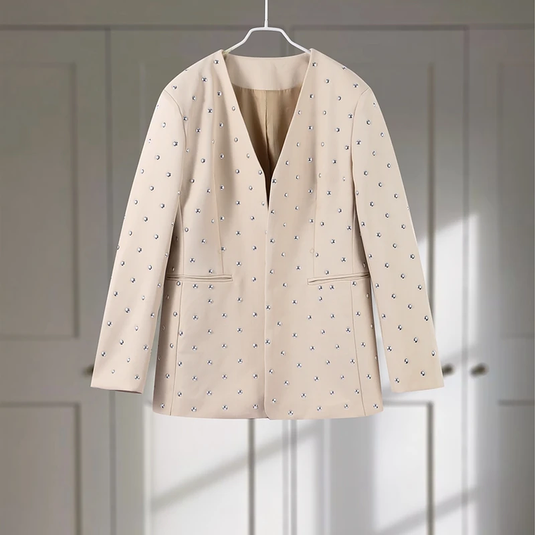 Chaqueta de ante verde y marrón con cremallera para mujer, abrigo Vintage de manga larga con cuello vuelto para ir al trabajo, prendas de vestir exteriores de calle para primavera 2025, Tops para muj 7