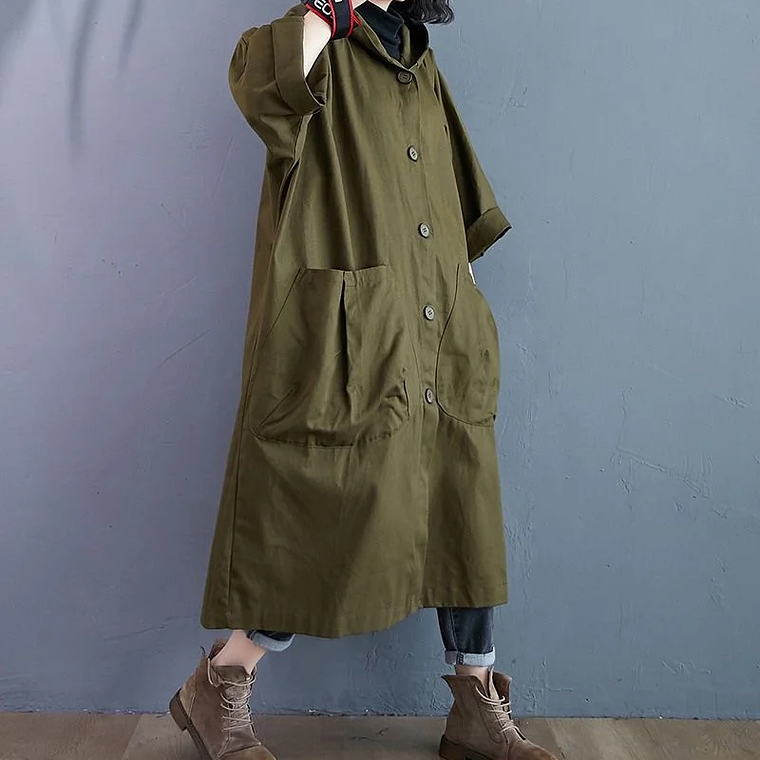 Gabardina de gran tamaño para primavera y otoño para mujer, cortavientos holgado y versátil con capucha, abrigo largo para mujer, chaqueta con bolsillo B 21