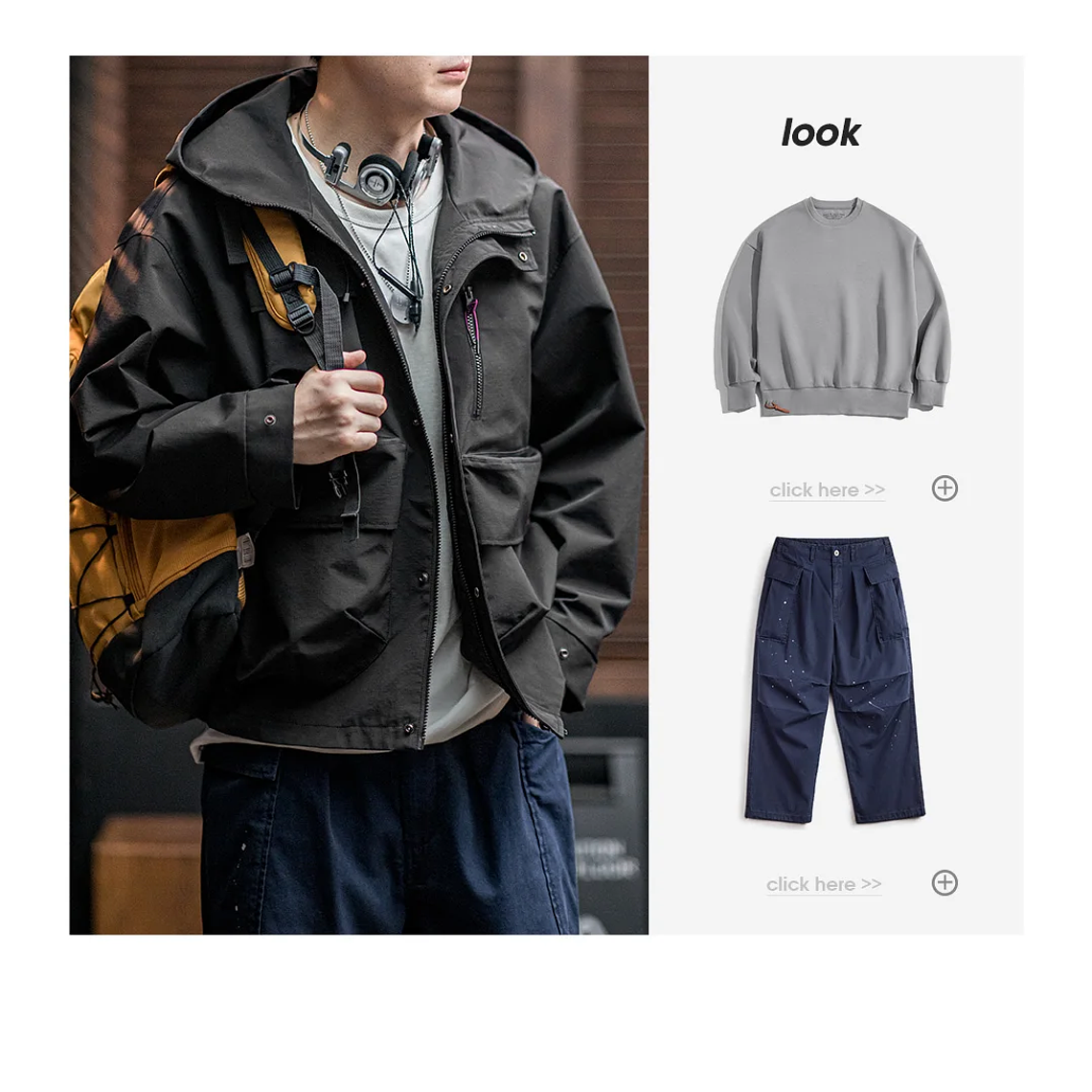 Maden Chaqueta con capucha funcional informal con múltiples bolsillos Abrigo deportivo al aire libre suelto negro para chaqueta versátil de primavera y otoño para hombres 16