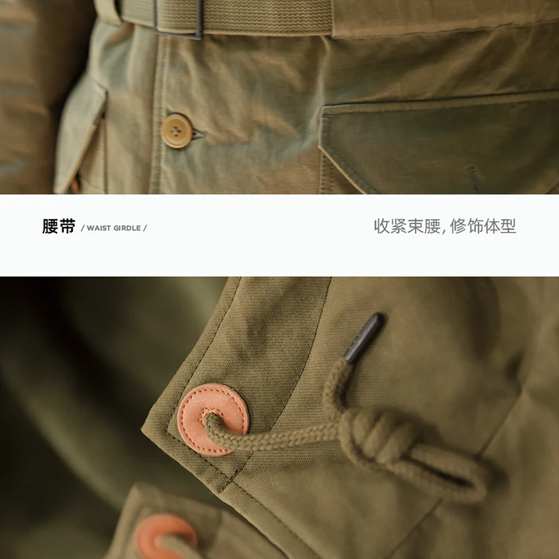 Maden Abrigo masculino pesado M47 Largo medio abrigo con capucha gruesa Puños ajustables Muchos bolsillos Abrigo acolchado con forro polar para el invierno 19