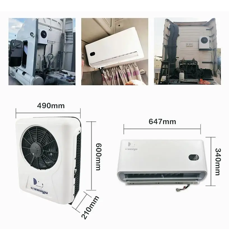 Treeligo 10500BTU aire acondicionado de refrigeración de estacionamiento eléctrico para coche 12V/24V unidad de aire acondicionado de aire dividido para camión caravana Camper Van RV 18