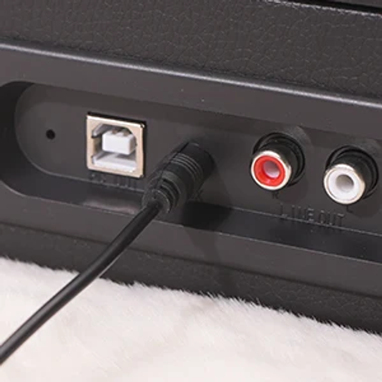 Reproductor LP de maleta portátil, transmisión por correa de 3 velocidades, reproductor de discos de vinilo Bluetooth con altavoces y grabación, conector RCA/AUX/HP 18