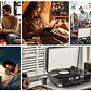 Reproductor LP de maleta portátil, transmisión por correa de 3 velocidades, reproductor de discos de vinilo Bluetooth con altavoces y grabación, conector RCA/AUX/HP - Miniatura 19