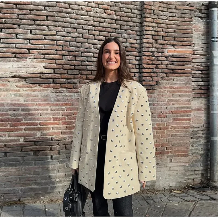 Chaqueta de ante verde y marrón con cremallera para mujer, abrigo Vintage de manga larga con cuello vuelto para ir al trabajo, prendas de vestir exteriores de calle para primavera 2025, Tops para muj 17