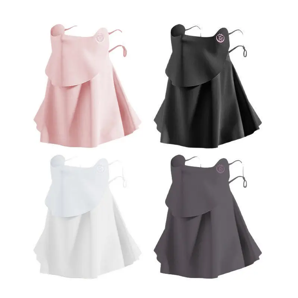 Bufanda protectora solar transpirable para el cuello, mascarilla facial grande conectada, máscaras de protección solar de seda helada para niñas, versión de protección del cuello, nariz con fugas 1