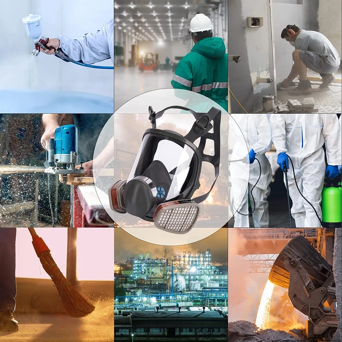 Mascarilla facial completa 27 en 1, reutilizable, amplio campo de visión, ampliamente utilizada en pintura y soldadura de carpintería 6800 respirador 5