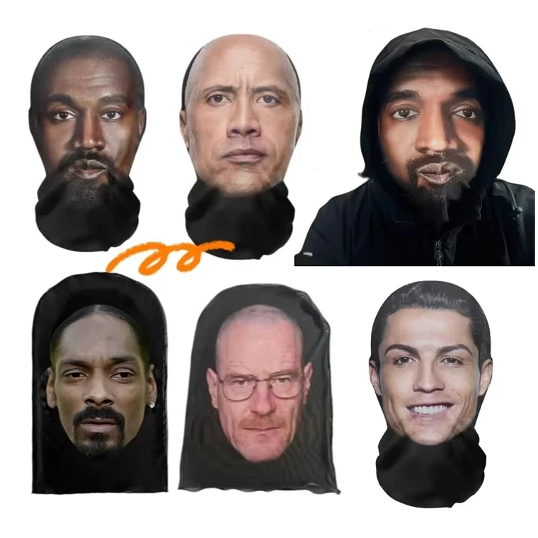 Nueva máscara divertida impresa en 3D máscara elástica camuflaje de malla de cara completa máscara de rol masculino y femenino tocado de accesorios de moda hip hop tocado de moda 2