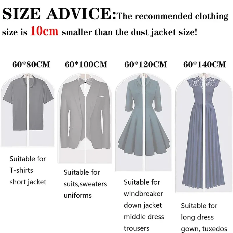 Funda antipolvo para colgar ropa, funda para vestido de novia, bolsa de almacenamiento para abrigo de traje, organizador de bolsas de ropa, organizador de ropa colgante para armario 4