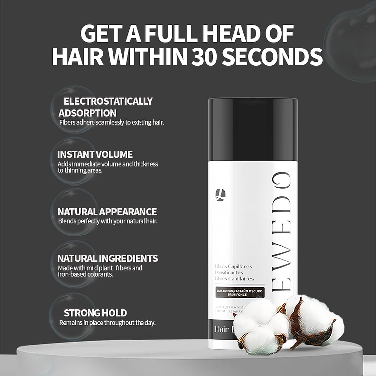 LEWEDO-polvo de fibra para el cabello, 25g, queratina, fibra para construcción del cabello, polvo para el crecimiento del cabello, polvo para peinar el cabello, producto para el crecimiento del cabel 3
