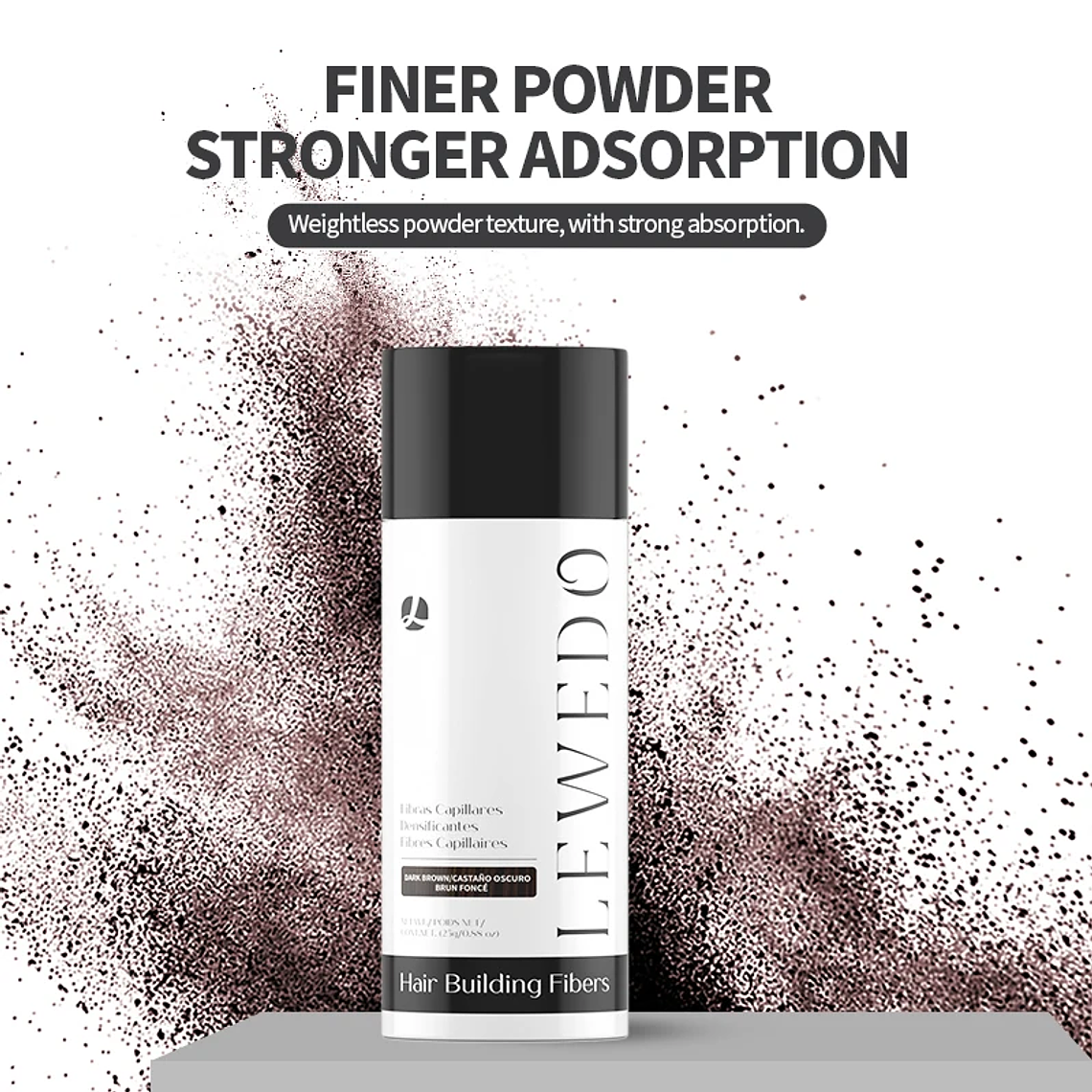 LEWEDO-polvo de fibra para el cabello, 25g, queratina, fibra para construcción del cabello, polvo para el crecimiento del cabello, polvo para peinar el cabello, producto para el crecimiento del cabel 4