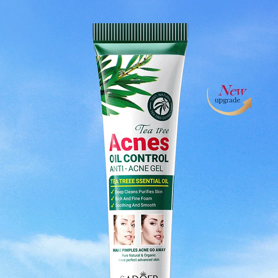 SADOER árbol de té crema eliminadora de acné cuidado de la piel Facial Control de aceite cremas de Gel Facial hidratante crema Facial cuidado de la piel 7