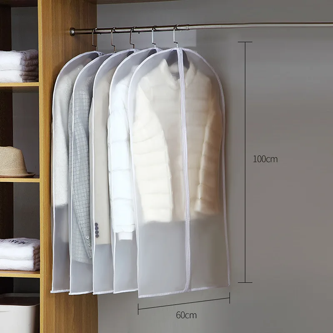 Funda antipolvo para colgar ropa, funda para vestido de novia, bolsa de almacenamiento para abrigo de traje, organizador de bolsas de ropa, organizador de ropa colgante para armario 8