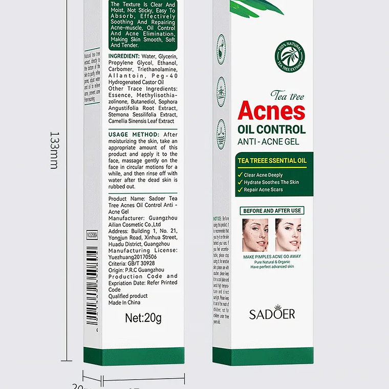 SADOER árbol de té crema eliminadora de acné cuidado de la piel Facial Control de aceite cremas de Gel Facial hidratante crema Facial cuidado de la piel 14