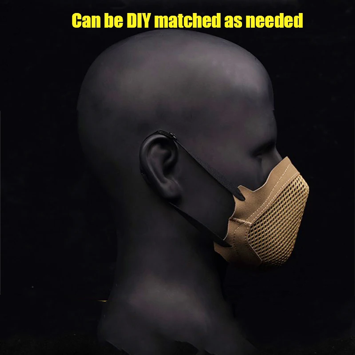 Máscara táctica de tiro MSK1, mascarilla de silicona plegable, protectora de media cara para entrenamiento de tiro, caza al aire libre 14