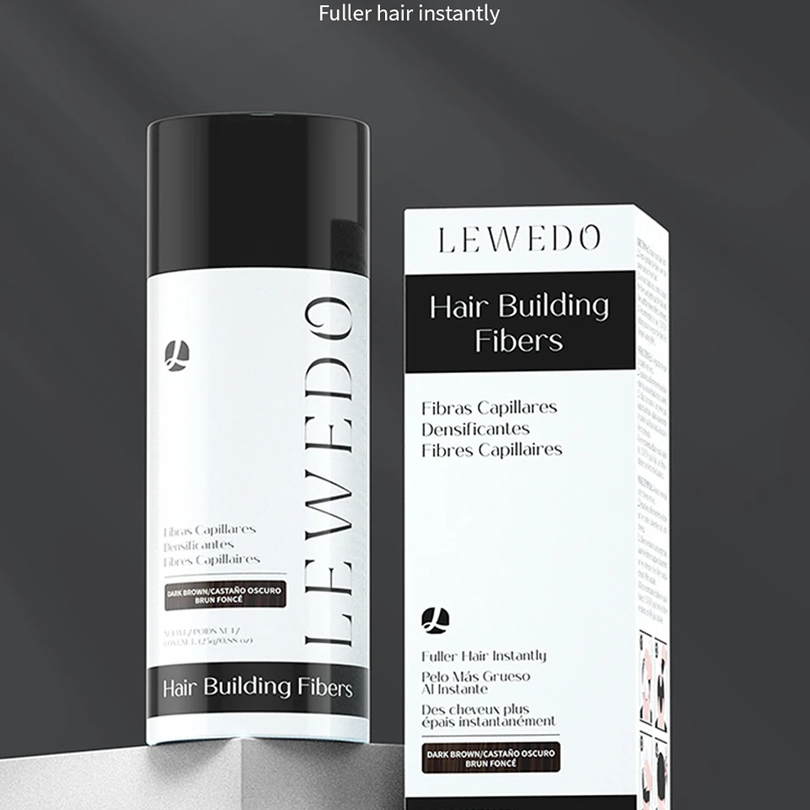 LEWEDO-polvo de fibra para el cabello, 25g, queratina, fibra para construcción del cabello, polvo para el crecimiento del cabello, polvo para peinar el cabello, producto para el crecimiento del cabel 11