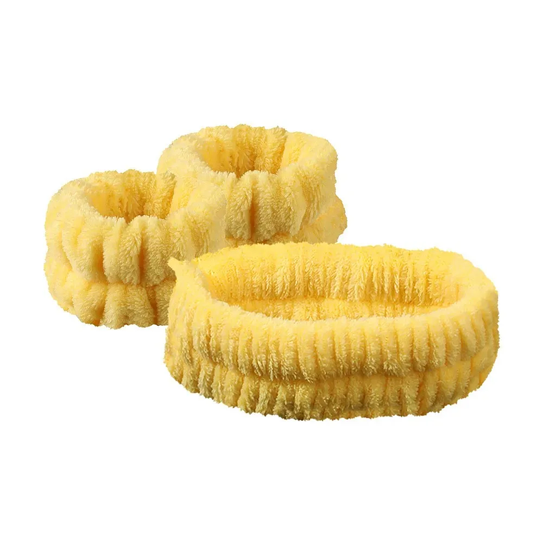 Diadema con lazo, conjunto de muñequera, toalla elástica suave para lavado de cara, ducha, maquillaje, Yoga, deportes, diadema para el cuidado de la piel para mujeres y niñas 7