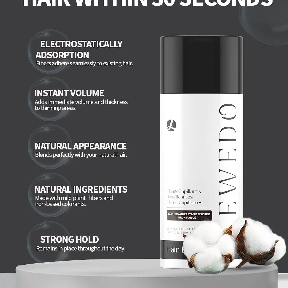 LEWEDO-polvo de fibra para el cabello, 25g, queratina, fibra para construcción del cabello, polvo para el crecimiento del cabello, polvo para peinar el cabello, producto para el crecimiento del cabel 12